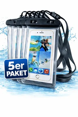 Produktbild von 5 X Wasserdichte Handyhülle Universal IPX8 – Handytasche wasserdicht bis 6,7 Zoll Smartphone Schutzbeutel Familienpaket 5er Paket