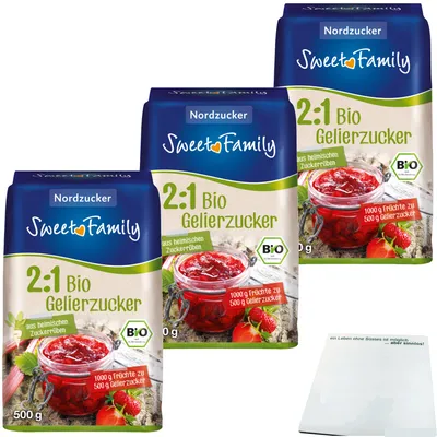 Produktbild von Sweet Family  Gelierzucker 2zu1 3er Pack (3x500g Packung) + usy Block