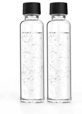 Zdjęcie produktu dla mySodapop 10028181, Butelka karbonizowana, Czarny, Przezroczysty, Szkło, 600 ml, Logan, 2 szt.