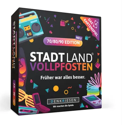 Produktbild von DENKRIESEN - STADT LAND VOLLPFOSTEN® - Das Kartenspiel - 70/80/90 EDITION - "Früher war alles besser."