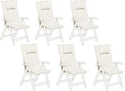 Produktbild von BELIANI Auflage für Gartenstuhl Cremeweiß Polsterbezug 6er Set Gartenmöbel