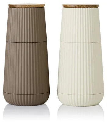 Produktbild von AdHoc Set Pfeffer- und Salzmühle Scape, dark beige&light beige, CeraCut® Ceramic Mahlwerk, Kunststoff / Eichenholz