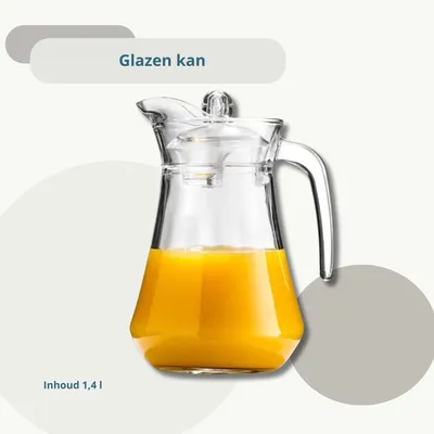 Immagine prodotto di Caraffa in vetro - Con coperchio e manico - 1,4 l - Vetro - Trasparente