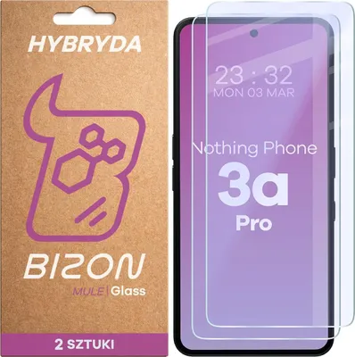 Produktbild von 2x Flexibles Hybridglas für Nothing Phone (3a) Pro, Bizon Glass Mule Duo