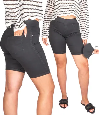 Produktbild von FIRI Kurze Damenshorts mit elastischem Band, bequeme Passform, Schwarz, 52