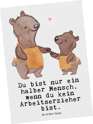 Produktbild von Mr. & Mrs. Panda Postkarte Arbeitserzieher Herz - Weiß - Geschenk, Studium, Ausbildung, Spruch, Ansichtskarte, Grußkarte, Fotokarte, Postkarten, Lustig, Arbeitstherapeut