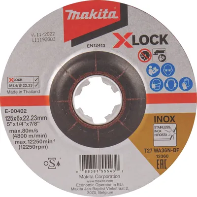 Produktbild von Makita Schruppscheibe gewinkelt X-LOCK INOX 125x22,23x6,0 WA36N