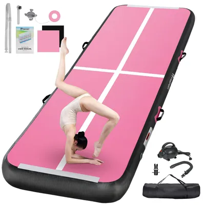 Image de Tapis de gymnastique gonflable, longueur de 3 mètres, épaisseur de 10 cm, avec pompe à air électrique, idéal pour une utilisation à domicile et en salle de sport