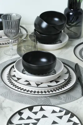 Obrázok produktu pre Keramická súprava riadu - Keraart Black Pattern - 24 kusov - 6 súprav - kamenina