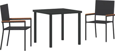 Produktbild von Möbel 3-teiliges Garten Essset Schwarz Poly Rattan - Gartenstühle 3379702