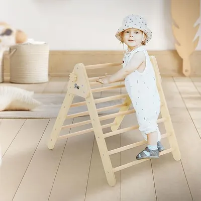 Imagen del producto de Triángulo de escalada para niños, estructura de escalada interior de madera maciza, triángulo Pikler, juguete Montessori, triángulo de madera para bebés a partir de 2 años, escalera de escalada, torre de escalada, equipo de escalada, juegos infantiles