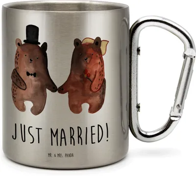 Produktbild von Mr. & Mrs. Panda edelstahl reisebecher Bär Heirat - Transparent - Geschenk, thermotasse, Becher Aus, Edelstahlbecher, Campingbecher, Thermobecher, Teetasse, Teddy
