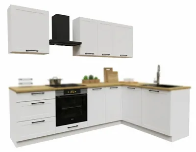 Obrázek produktu pro Rohová kuchyňská linka - tvar L - 260x170 cm - Bílá matná - bez pracovní desky - MDF - Moderní kuchyňský nábytek - ADELE