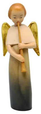 Engel mit Flöte, 7,5 cm, handbemalt, Holzfigur