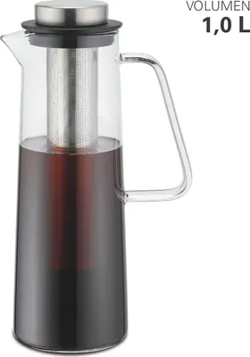 Produktbild von Weis 18932, Karaffe, 1 l, Edelstahl, Transparent, Borosilikatglas, Edelstahl, Rund, 145 mm