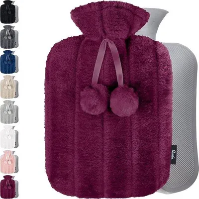 Produktbild von Famanu Warmwasserflasche 1,8L - Lila mit Plüschbezug