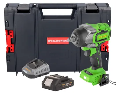 Imagen del producto de Atornillador de impacto a batería Procraft PWA36bb 20 V 850 Nm 1/2" sin escobillas + 1 batería de 2,0 Ah + cargador + maletín RHINO