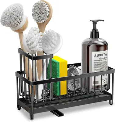 Produktbild von Küchen Spüle Organizer, Sink Caddy Organizer, Schwammhalter,Aufbewahrung Spülutensilien mit Abflusspfanne,360° Drehbarem Auslauf Für Handtüchern