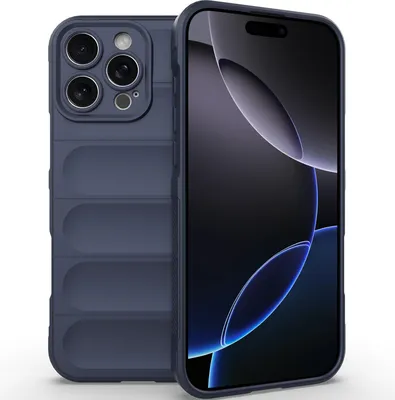 Produktbild von Handyhülle für iPhone 16 Pro Max Weich TPU Silikon Stossfest Anti-rutsch Hülle Dunkelblau