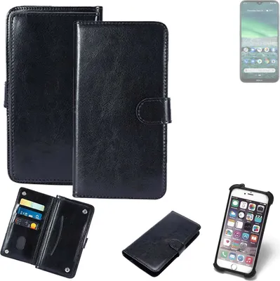 Produktbild von K-S-Trade 360° Hülle kompatibel mit Nokia 2.3 schwarz Kunstleder Case BookCase WalletCase Kunstlederederhülle Handyhülle, Rundumschutz Bumper (1x)