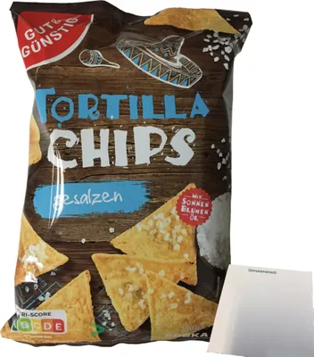 Produktbild von Gut & Günstig Tortillachips Mais-Chips gesalzen (300g Beutel) + usy Block
