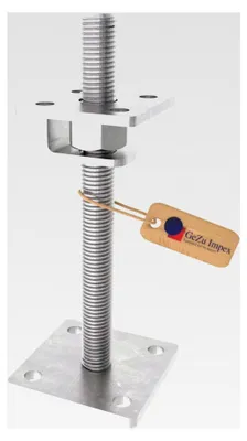 Produktbild von Pfostenträger mit höhenverstellbarer C-Förmiger Trägerplatte M24 x 250 mm, 80 x 80 mm, feuerverzinkt