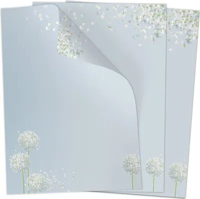 Produktbild von 50 Blatt Briefpapier (A4) | Schneeball Pusteblume Blume modern | Motivpapier | edles Design Papier | beidseitig bedruckt | Bastelpapier | 90 g/m²
