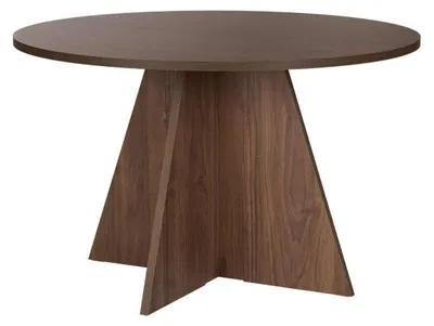 Image de Table à manger Table de salle à manger en bois MDF mélaminé noyer 120 x 120 x 75 cm charge 60 kg