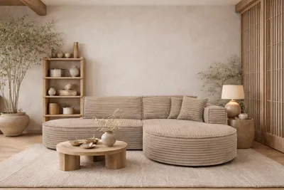 Produktbild von Kaiser Möbel Ecksofa L-form, Cordstoff Velo, Beige, Rechts, Modena Studio