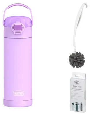 Image de THERMOS FUNTAINER WATER BOTTLE 0,47 l Trinkflasche neon purple – Vorteilsset mit Reinigungsbürste CLEAN FIX 30 cm + CLEAN TABS (20 Stück) | HAN 4115384047 | EAN 4002458535161