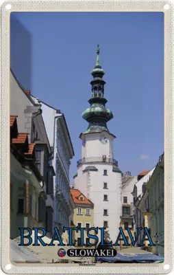 Produktbild von vianmo Blechschild 30x20 cm Bratislava Slowakei Michaelertor Abenteuer Reisen Urlaub