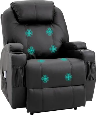 Produktbild von Fernsehsessel Elektrisch Relaxsessel mit Liegefunktion Aufstehhilfe Massage Massagesessel mit verstellbar Rückenlehne Seitentasche Getränkehalter TV Sessel bis 160kg für Wohnzimmer Schwarz