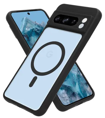 Immagine prodotto di Custodia Cadorabo per Google Pixel 8 Pro 5G in NERO compatibile con MagSafe - Custodia protettiva ibrida con bordo in silicone TPU e retro robusto