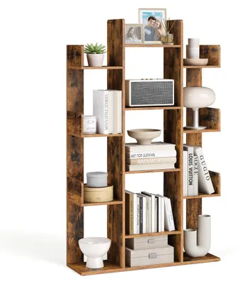 Immagine prodotto di Libreria A Forma Di Albero Con 13 Ripiani Portaoggetti, 86 X 25 X 140 Cm, Con Angoli Arrotondati, Rustica