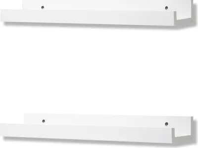 Produktbild von Wandregal 2er Set aus Holz Weiß für Bilder Fotorahmen und Bücher - Hängeregal Schweberegal für Wand Deko Wohnzimmer Modern 43x10cm