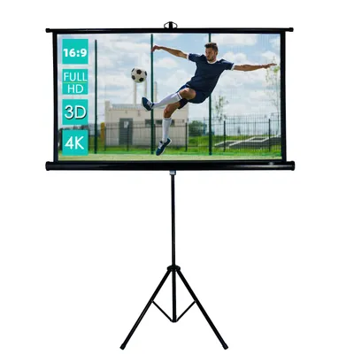 Produktbild von CCLIFE Heimkino Beamer Leinwand Rolloleinwand Projektionsleinwand heimkino Stativ, Größe:203 x 114 cm