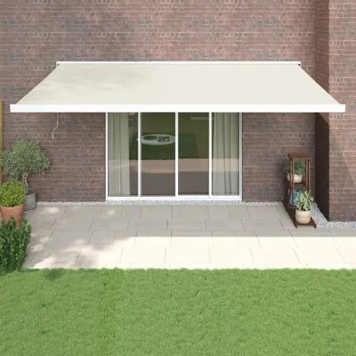 Zdjęcie produktu dla Wysuwana markiza Living Store kremowa 5x3 m z tkaniny i aluminium