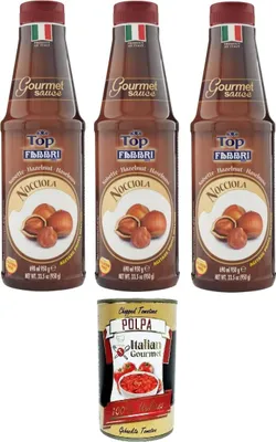 Produktbild von Fabbri Topping Gourment Sauce Nocciola Topping Gourmet-Sauce Haselnuss 3x950gr+ Italian Gourmet polpa 400g