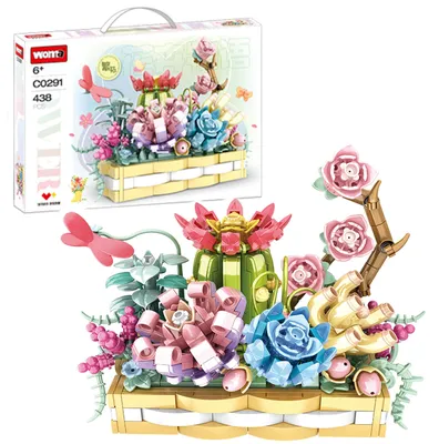 Image de Lebula, ensemble de construction 438 pièces, idéal pour les enfants, avec un pot de fleurs