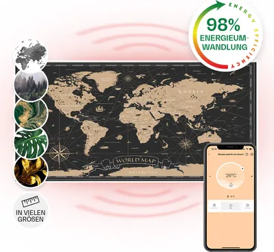 Image de Klarstein Air Art Smart Chauffage Infrarouge, 700W Radiateur Electrique pour Maison, Contrôle via l'Application IoT/WiFi, Détection de Fenêtre Ouverte, Chauffage Mural, Thermostat, Econome, Sans CO2