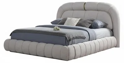 Zdjęcie produktu dla Łóżko nowoczesne, białe, designerskie, z tkaniną, minimalistyczne, wygodne, eleganckie