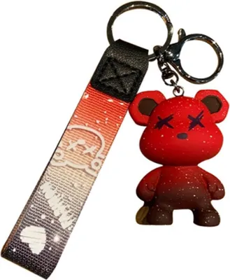Image de Porte-clés StreetBear - Pendentif Ours Rouge Unique pour Clés et Sacs KP38279