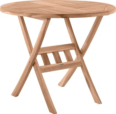 Produktbild von Möbilia Gartentisch rund 80 cm aus Teak Holz | klappbar | B 80 x T 80 x H 75 cm | natur | 11020000 | Serie GARTEN