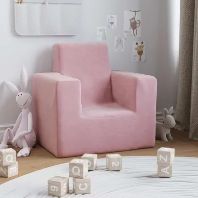 Zdjęcie produktu dla vidaXL Sofa dziecięca różowa z miękkiego pluszu