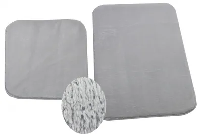 Produktbild von Badematte Badgarnitur Set 2-teilig Duschvorleger Badteppich waschbar grau Größe - 50x60cm + 60x100 cm