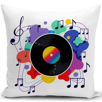 Productafbeelding van Kussensloop 40x40 cm, muziekdecoratie, vinyl, sofa kussen, sierkussen