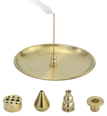 Räucherstäbchenhalter 4-in-1, Messing, 9 Löcher, Ø 14 cm