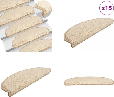 Immagine prodotto di vidaXL Tappetini per scale 15 pz. Crema 65x21x4 cm - Tappetino per scale - Tappetino per scale - Tappetino per gradini - Tappetino per gradini
