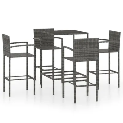 Produktbild von vidaXL 5-tlg. Gartenbar-Set Poly Rattan Grau