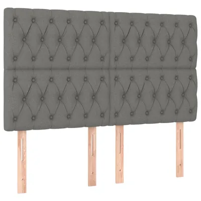 Image de Tête de lit Gris foncé 160 x 7 x 118/128 cm Tissu